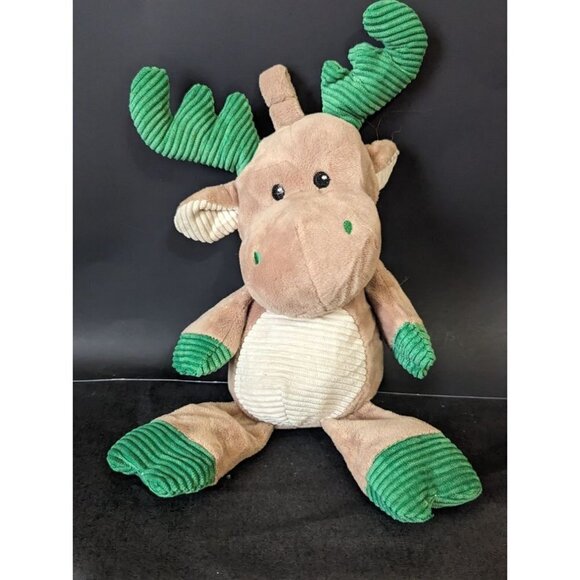 Kelly Toy Reindeer Plush Rattle Brown Tan Green Baby Christmas 12 in sewn eyes - Picture 1 of 7